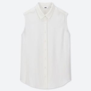 Uniqlo sleeveless rayon button-down blouse